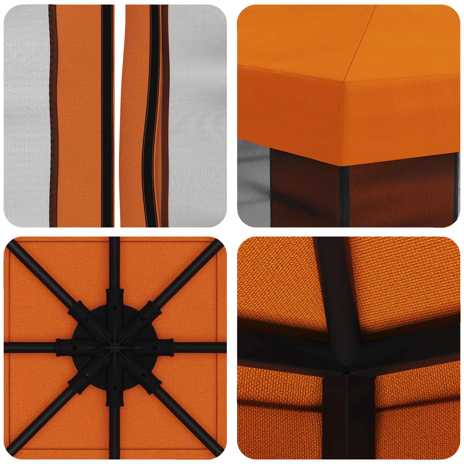Tuin Gazebo met Zijwanden 3 x 3 m Oranje Polyester en staal 190 image 7