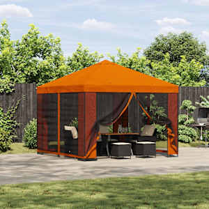 Vrtni gazebo s stranskimi stenami 3 x 3 m Oranžna