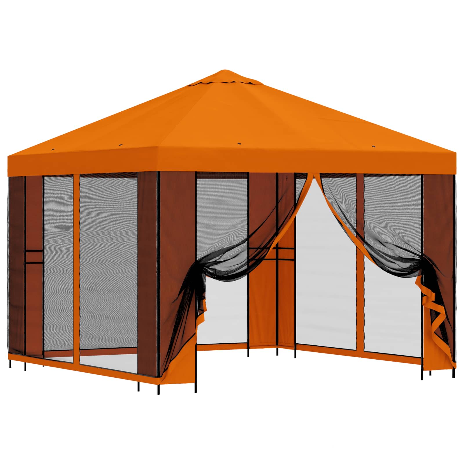 Tuin Gazebo met Zijwanden 3 x 3 m Oranje Polyester en staal 190 image 2