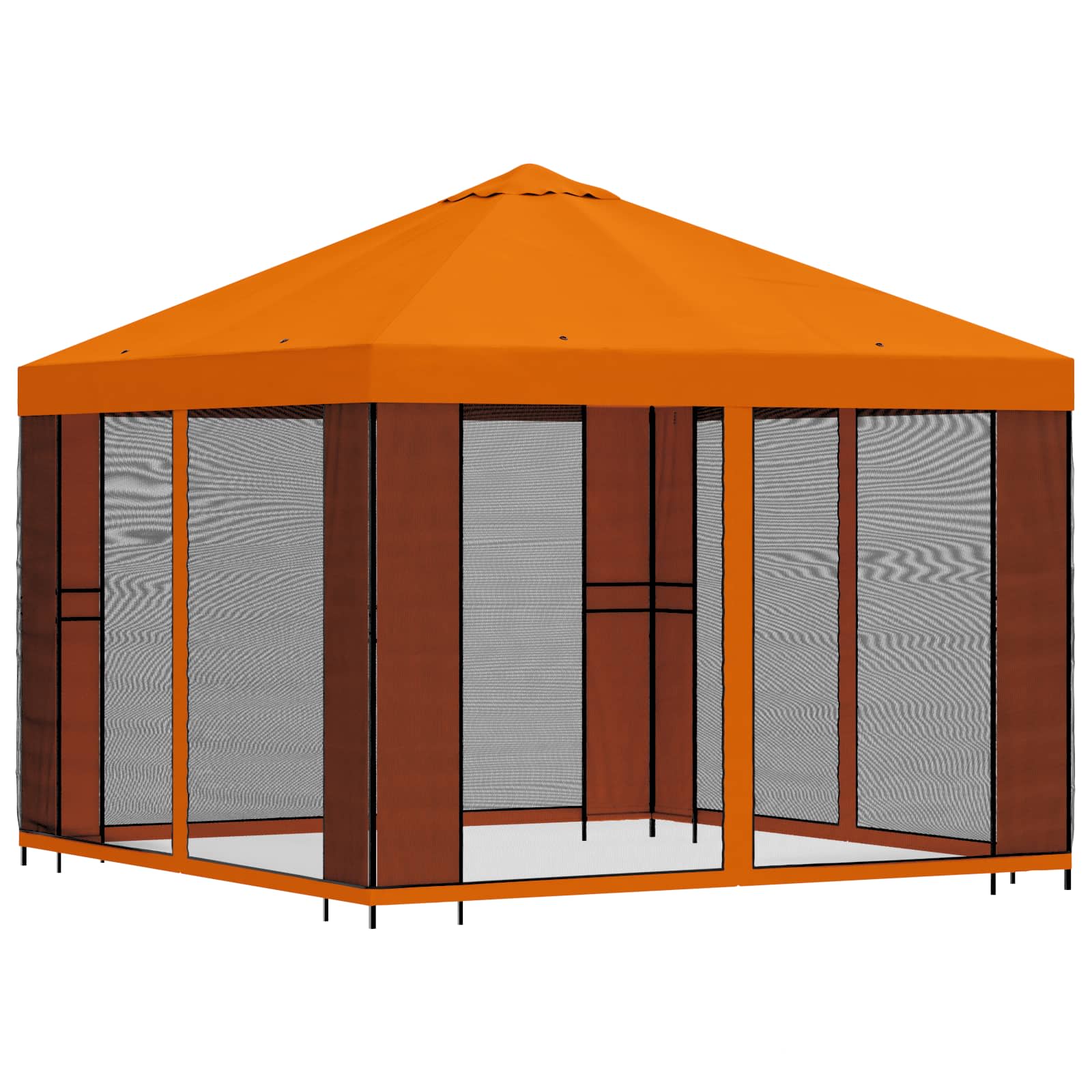 Tuin Gazebo met Zijwanden 3 x 3 m Oranje Polyester en staal 190 image 3