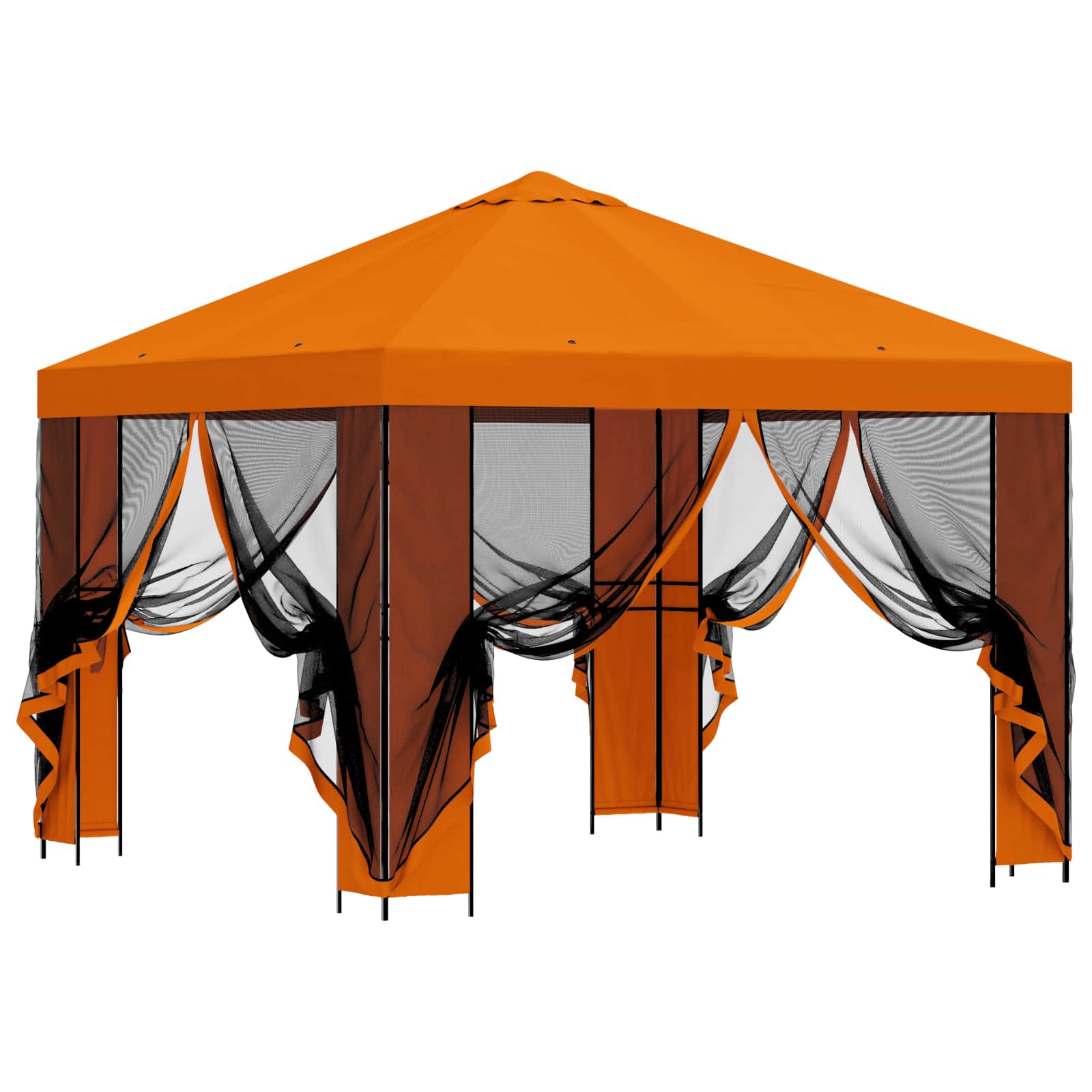 Tuin Gazebo met Zijwanden 3 x 3 m Oranje Polyester en staal 190 image 4