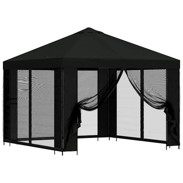 vidaXL Aia telk k&uuml;lgseintega 3 x 3 m Must Pol&uuml;ester ja teras 190 gsm