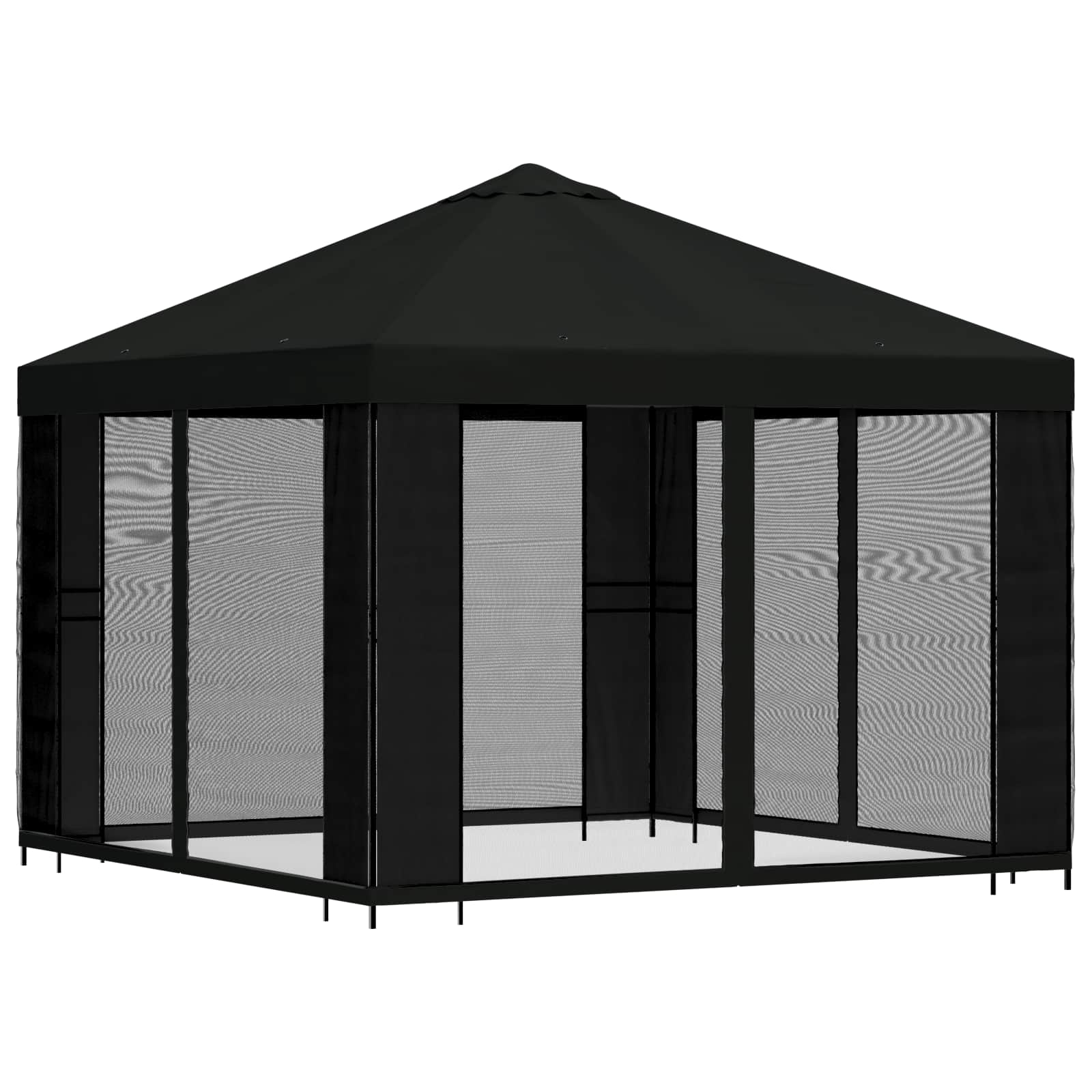 Tuin Gazebo met Zijwanden 3 x 3 m Zwart Polyester en staal 190 image 3