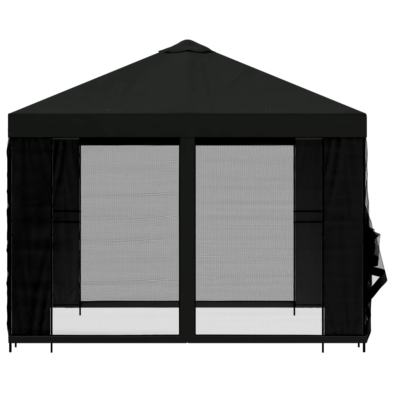 Tuin Gazebo met Zijwanden 3 x 3 m Zwart Polyester en staal 190 image 6