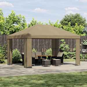 Paviljon 4 × 3 m Bež Poliester in jeklo 190 gsm