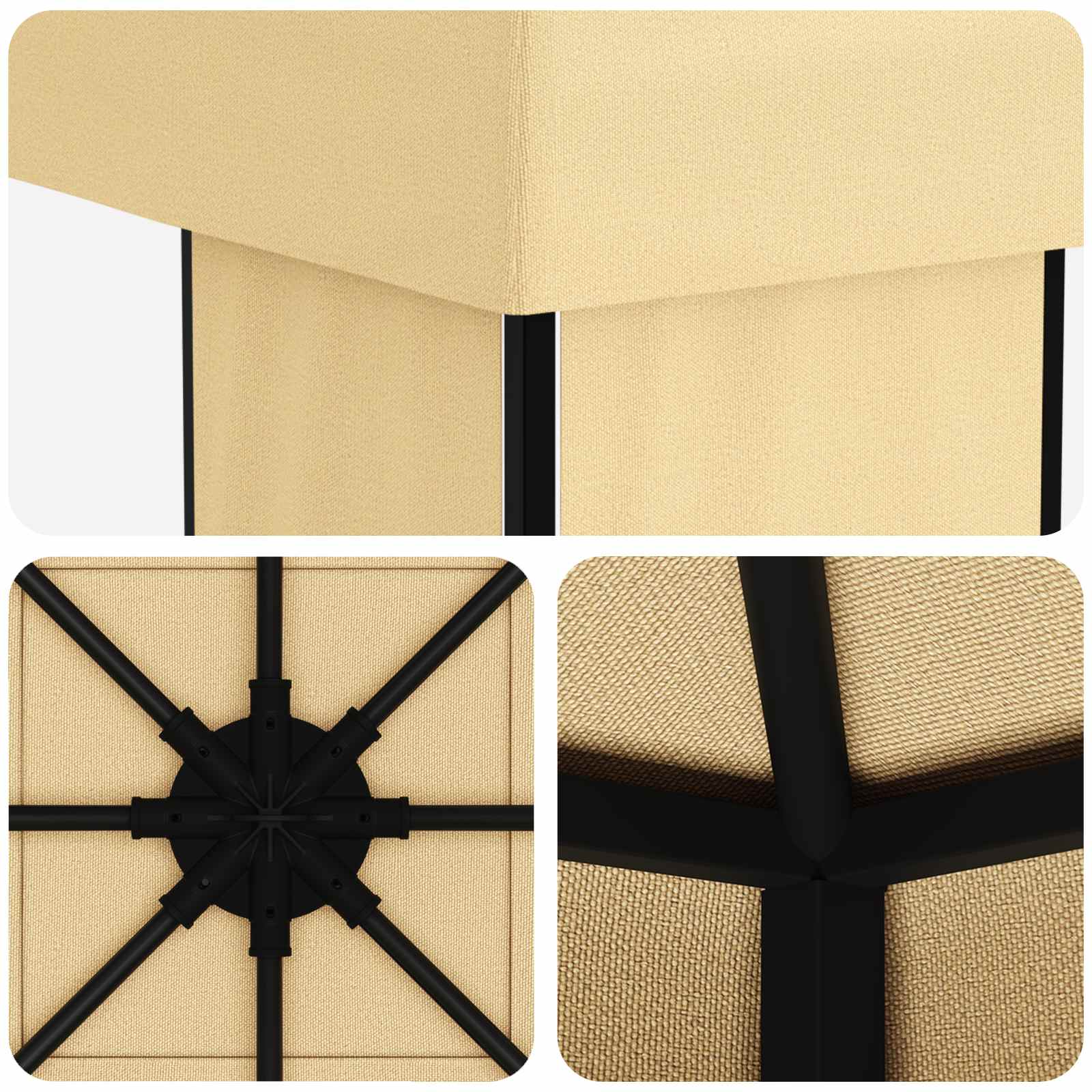 Prieel 4 × 3 m Crèmekleurig Polyester en staal 190 image 5