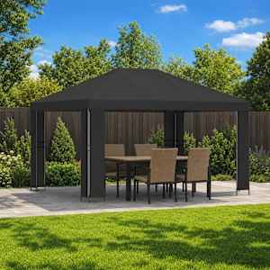 Paviljon 4 × 3 m Antracit Poliester in jeklo 190 gsm