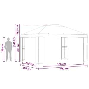 Altán 4 × 3 m Antracitová Polyester a ocel 190 gsm - obrázek 7