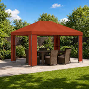 Paviljon 4 × 3 m Terakota Poliester in jeklo 190 gsm