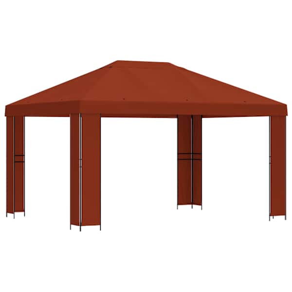 vidaXL Paviljon 4 &times; 3 m Terrakota Pol&uuml;ester ja teras 190 gsm
