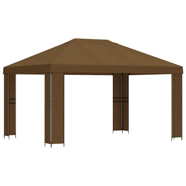 vidaXL Paviljon 4 &times; 3 m Pruunikashall Pol&uuml;ester ja teras 190 gsm