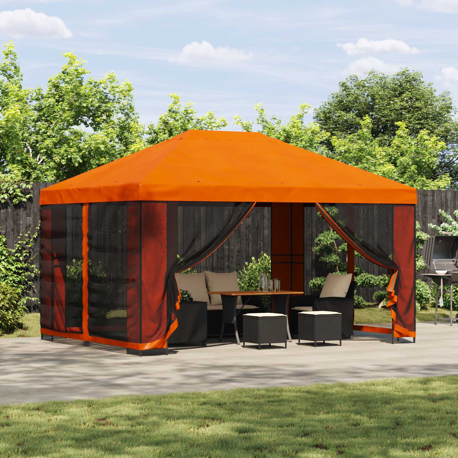 Prieel 4 × 3 m Oranje Polyester en staal 190 image 1