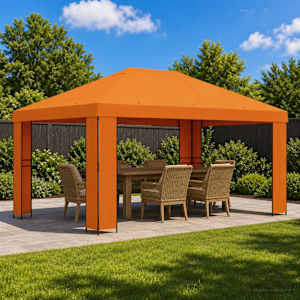 Altán 4 × 3 m Oranžová Polyester a ocel 190 gsm - obrázek 1
