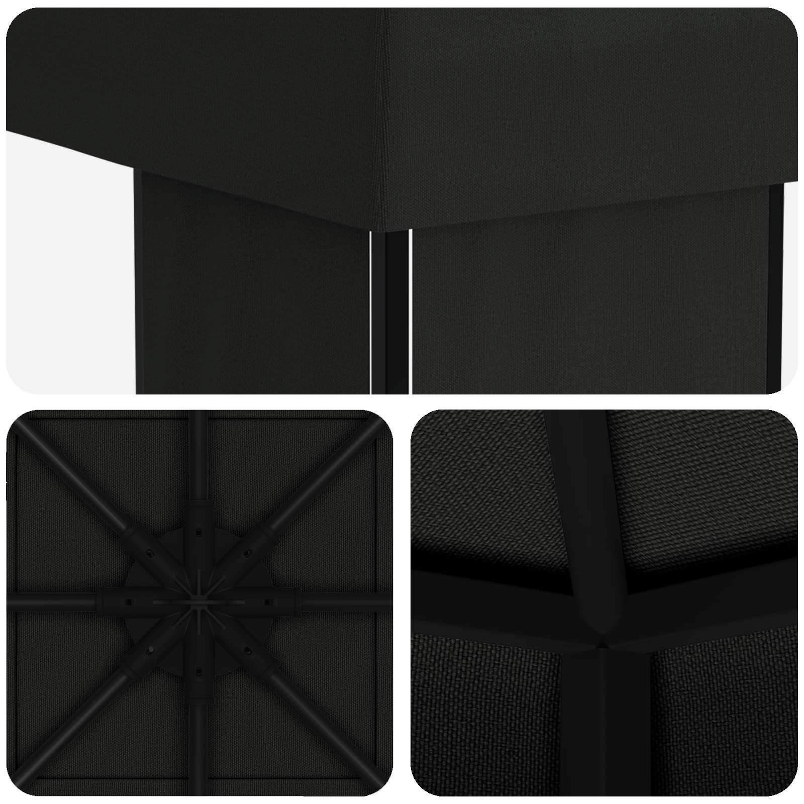 Prieel 4 × 3 m Zwart Polyester en staal 190 image 5