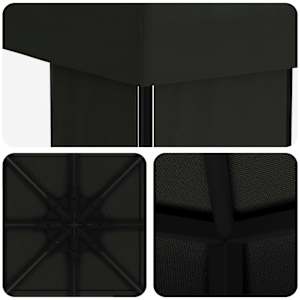 Altán 4 × 3 m Černá Polyester a ocel 190 gsm - obrázek 5