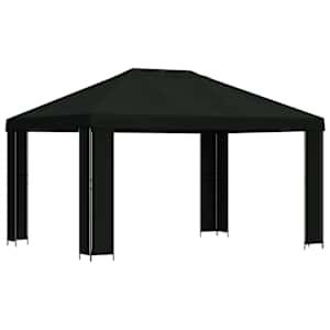 vidaXL Paviljon 4 &times; 3 m Must Pol&uuml;ester ja teras 190 gsm