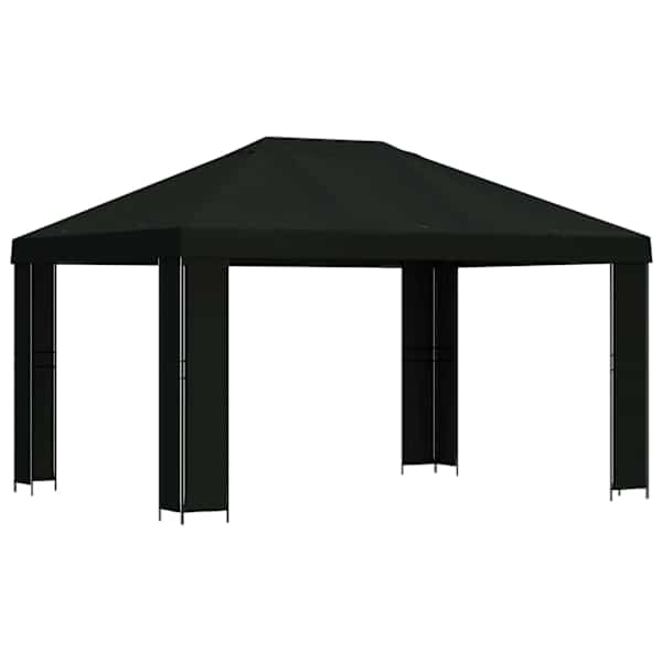 vidaXL Paviljon 4 &times; 3 m Must Pol&uuml;ester ja teras 190 gsm