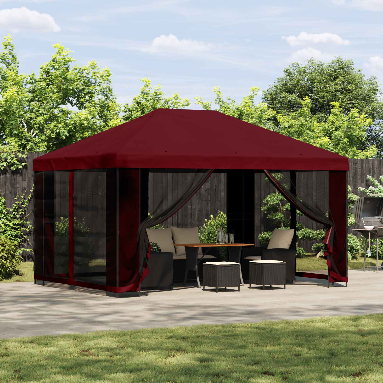 Prieel 4 × 3 m Bordeauxrood Polyester en staal 190 image 1