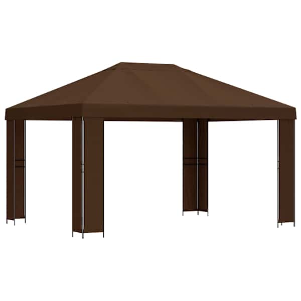 vidaXL Paviljon 4 &times; 3 m Pruun Pol&uuml;ester ja teras 190 gsm