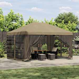 Vrtni gazebo s stranskimi stenami 4 × 3 m Bež