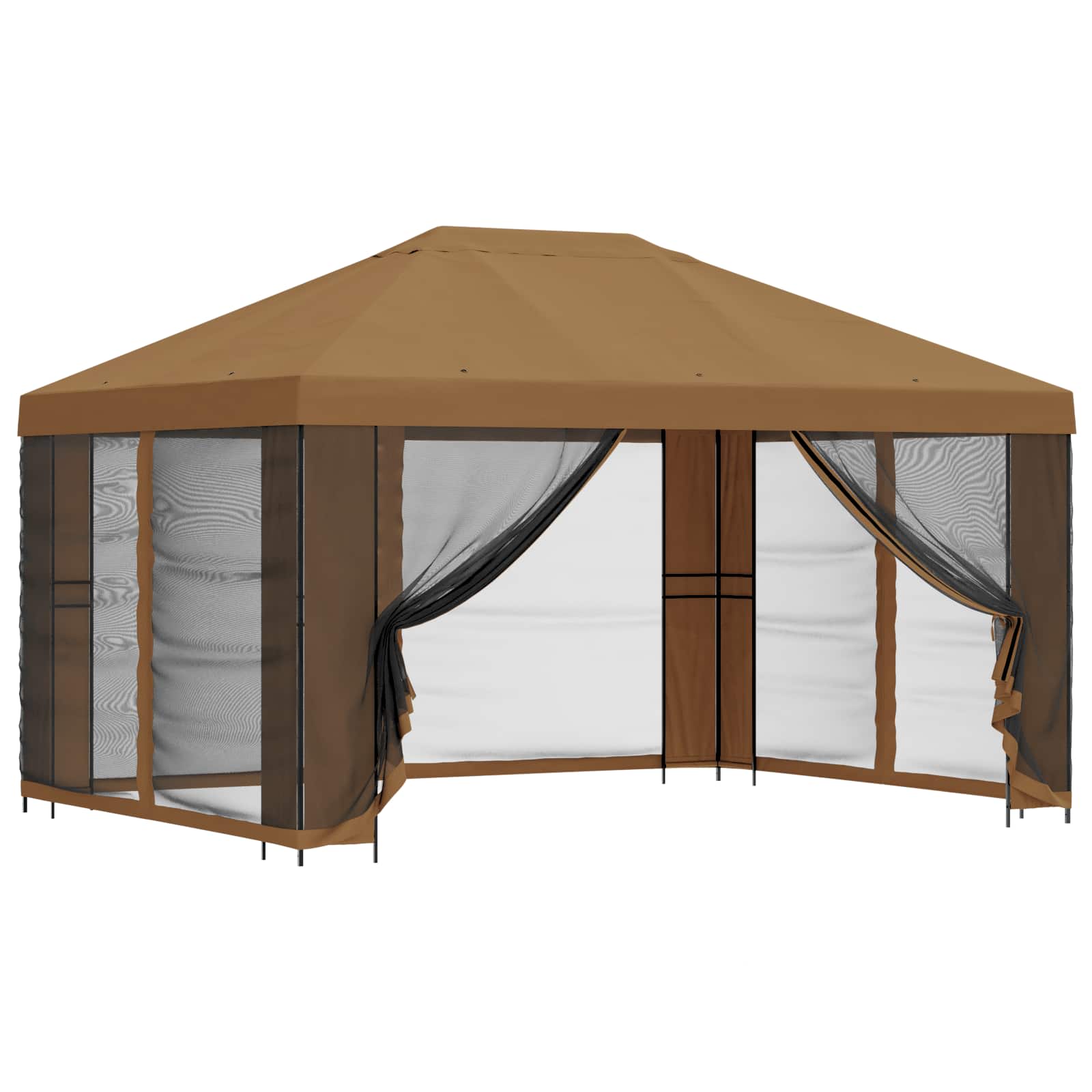 Tuin Gazebo met Zijwanden 4 × 3 m Beige Polyester en staal 190 image 2