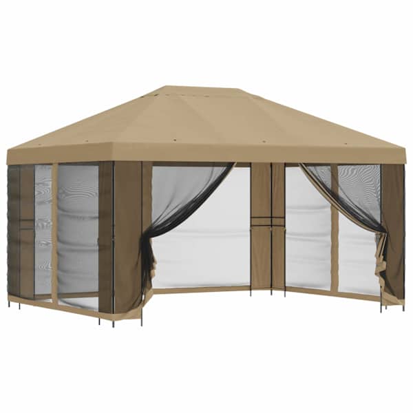 vidaXL Aia telk k&uuml;lgseintega 4 &times; 3 m Beež Pol&uuml;ester ja teras 190 gsm