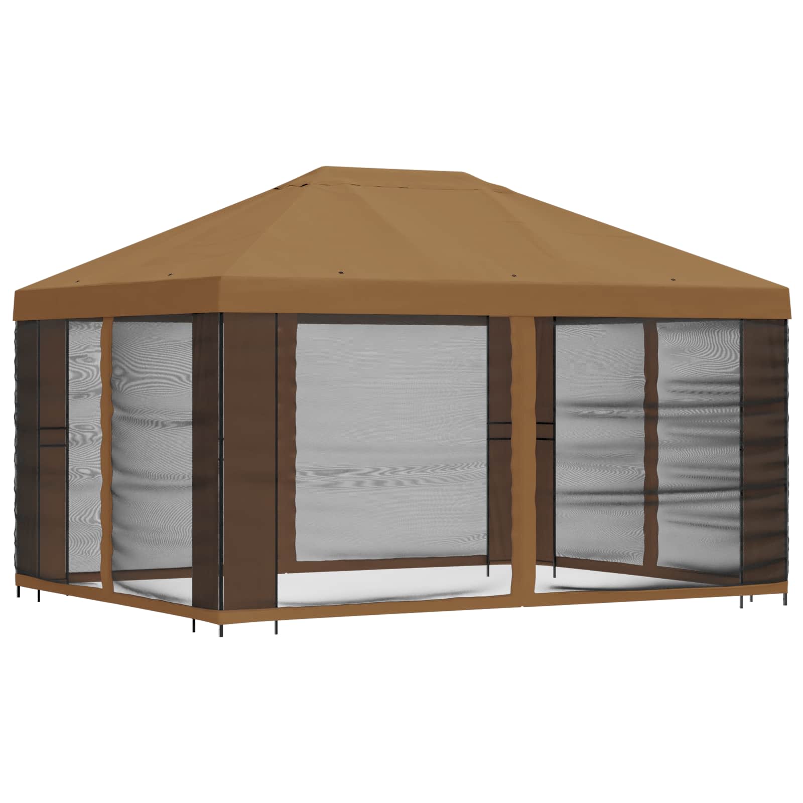 Tuin Gazebo met Zijwanden 4 × 3 m Beige Polyester en staal 190 image 3