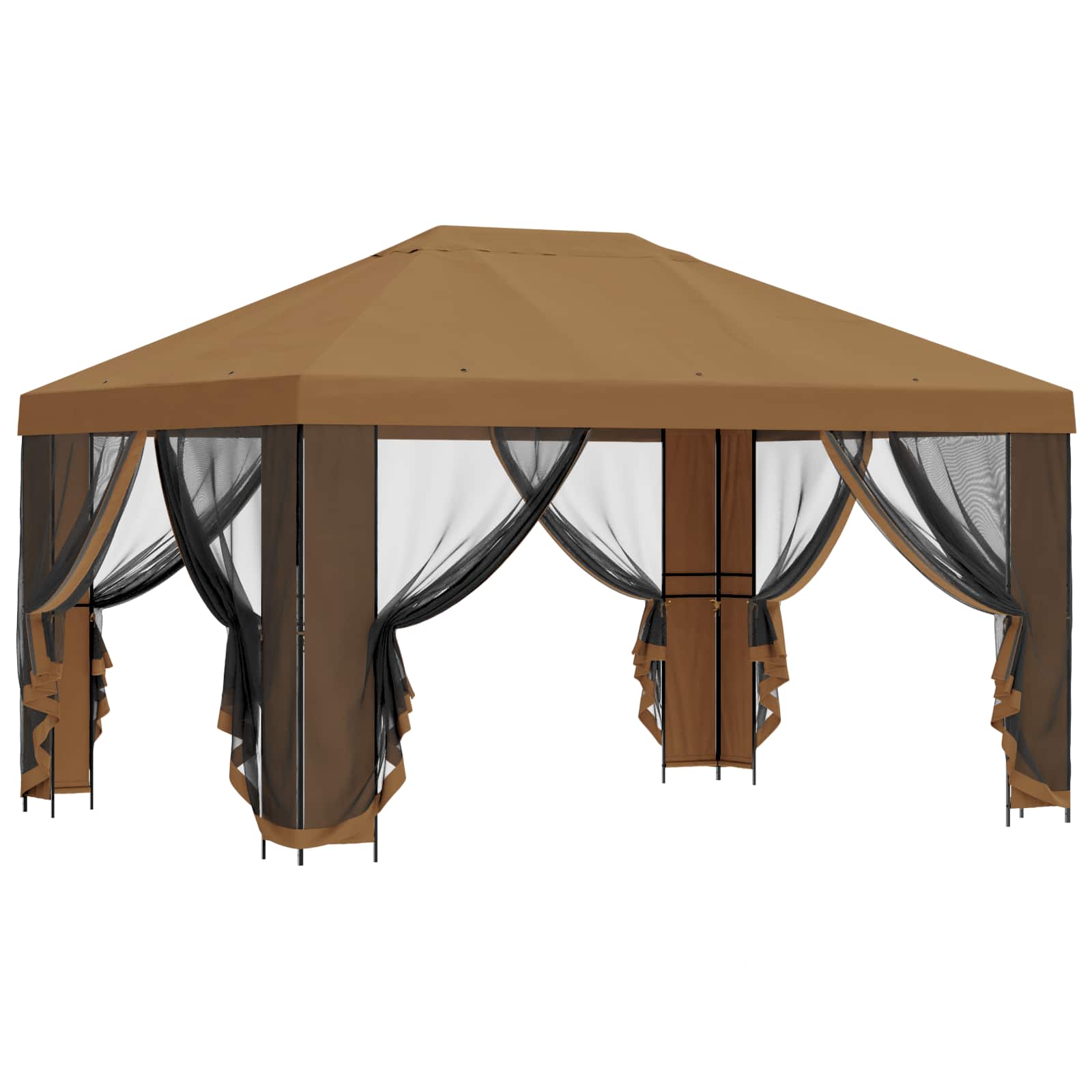 Tuin Gazebo met Zijwanden 4 × 3 m Beige Polyester en staal 190 image 4