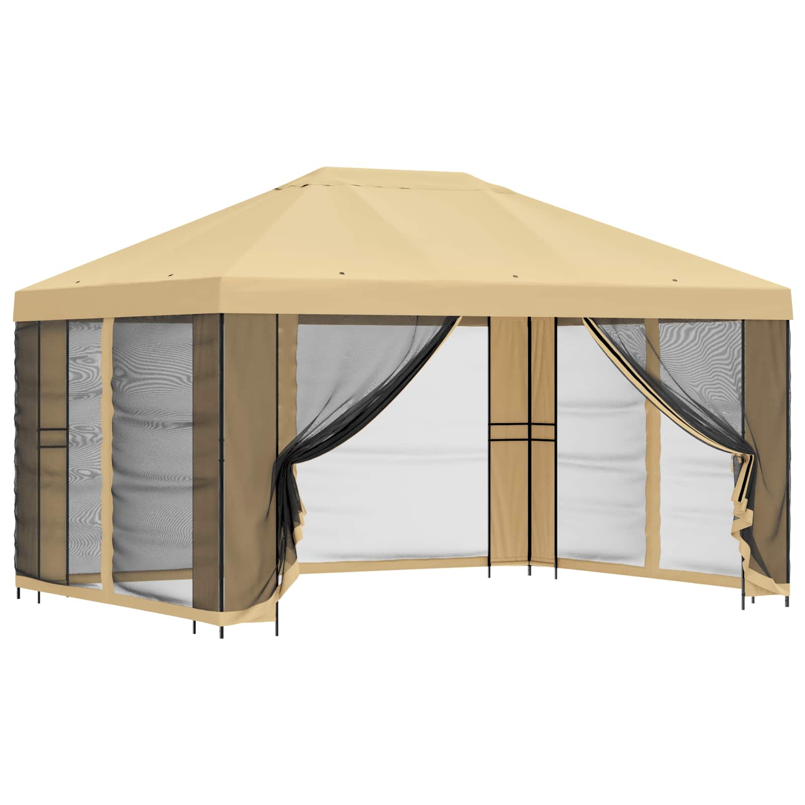 Tuin Gazebo met Zijwanden 4 × 3 m Crèmekleurig image 2