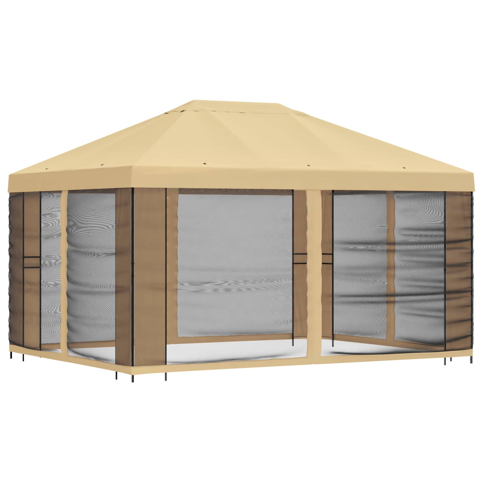 Tuin Gazebo met Zijwanden 4 × 3 m Crèmekleurig image 3