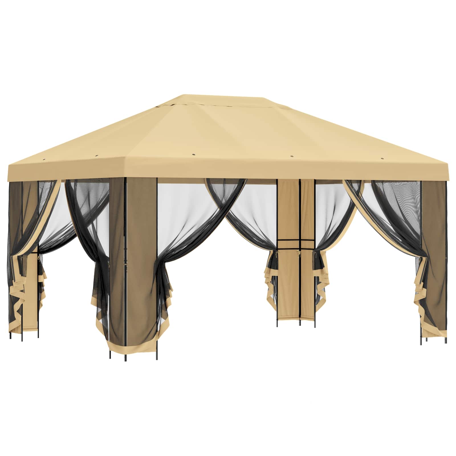 Tuin Gazebo met Zijwanden 4 × 3 m Crèmekleurig image 4
