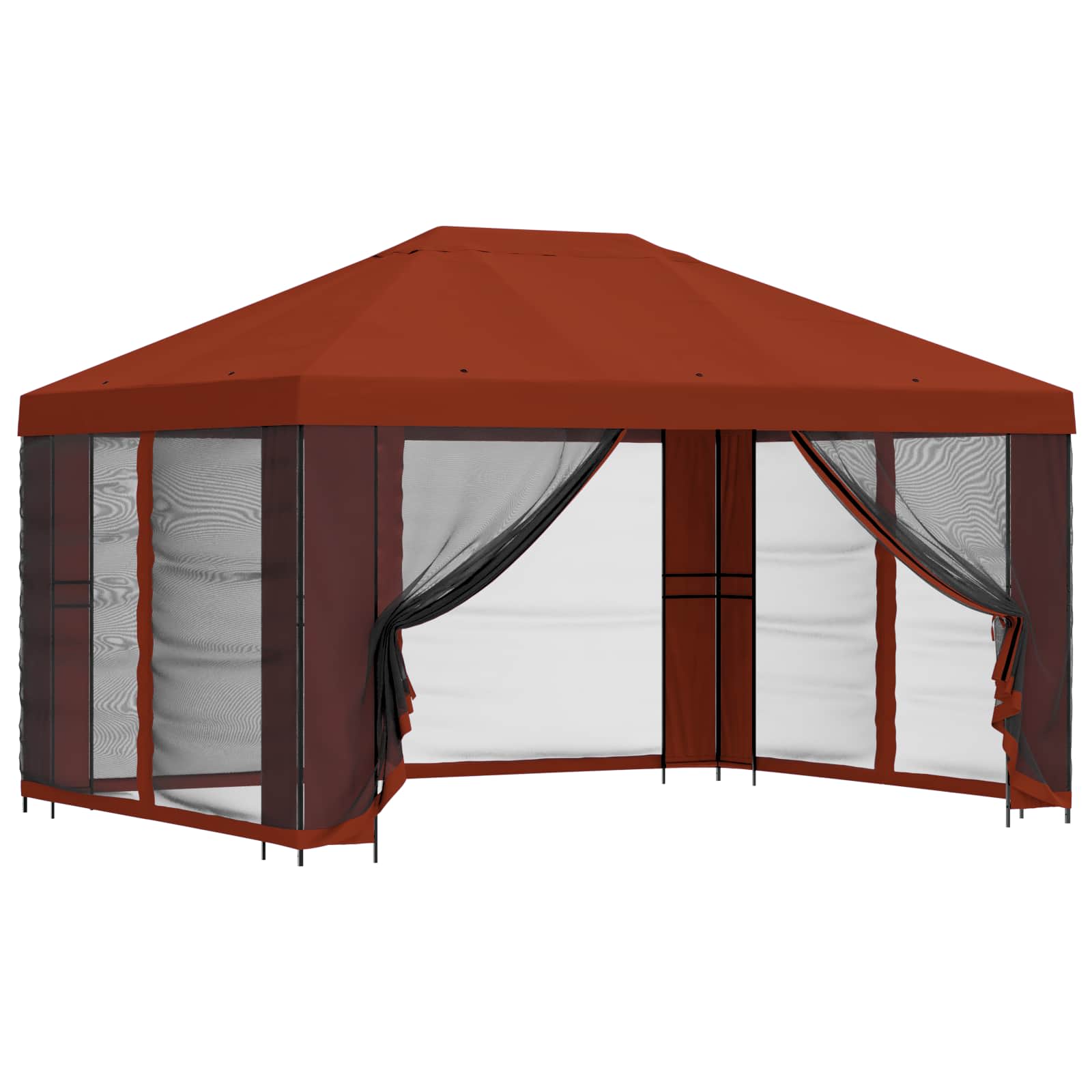 Paviljoen met zijwanden 4 × 3 m Terracotta Polyester en staal image 2
