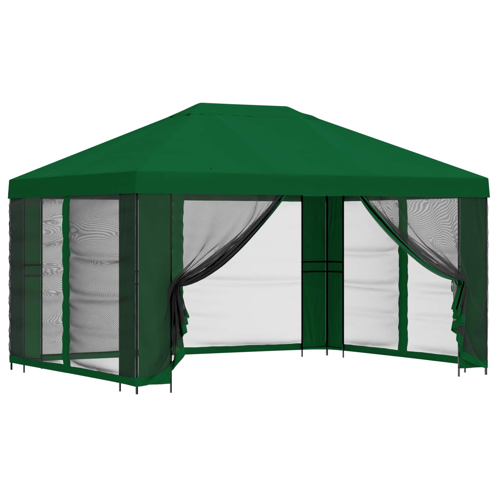 Tuin Gazebo met Zijwanden 4 × 3 m Groen Polyester en staal 190 image 2