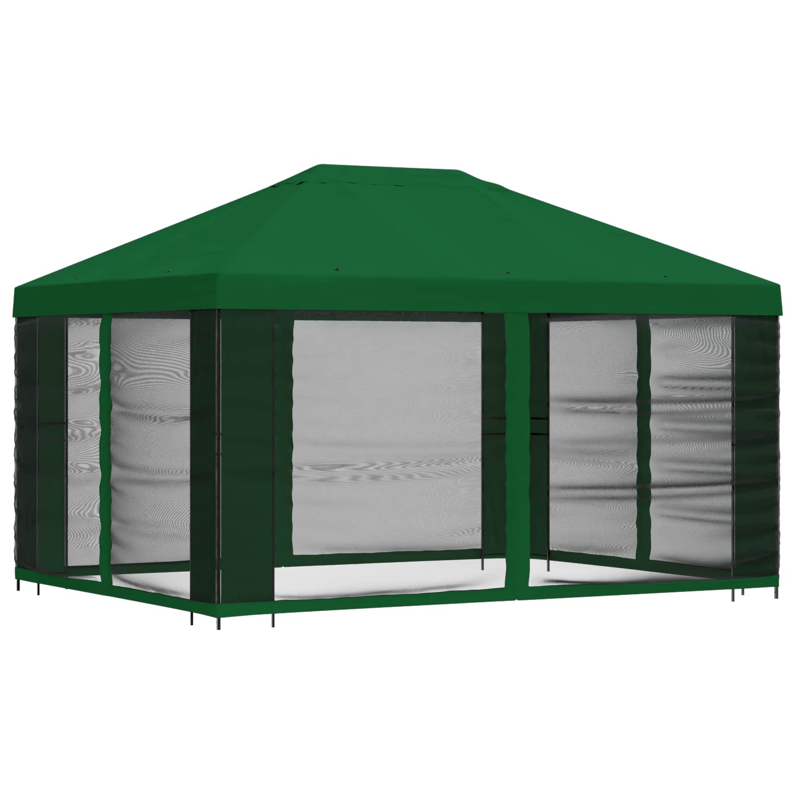 Tuin Gazebo met Zijwanden 4 × 3 m Groen Polyester en staal 190 image 3