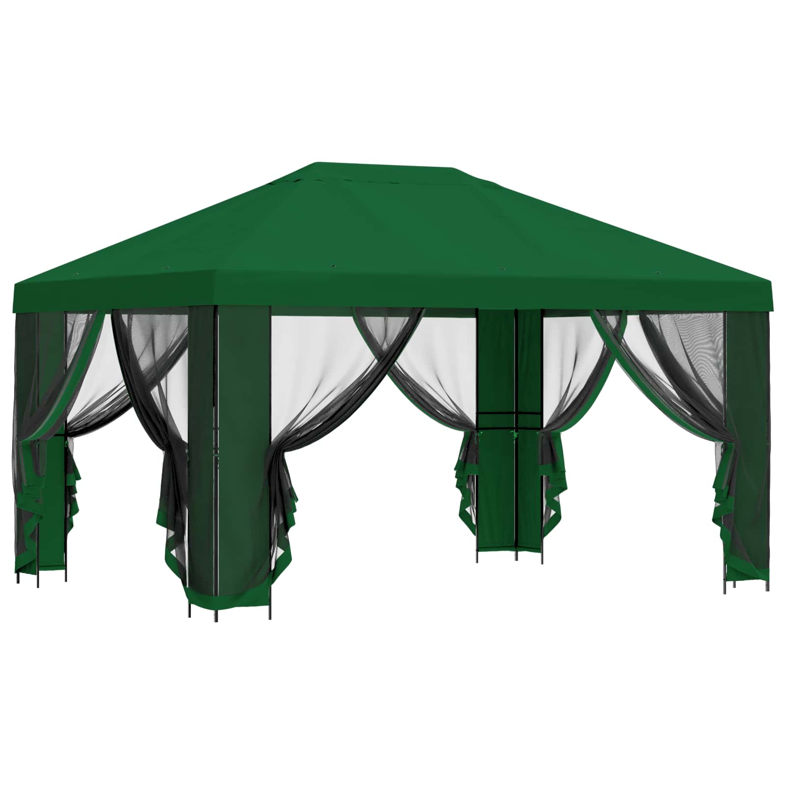 Tuin Gazebo met Zijwanden 4 × 3 m Groen Polyester en staal 190 image 4