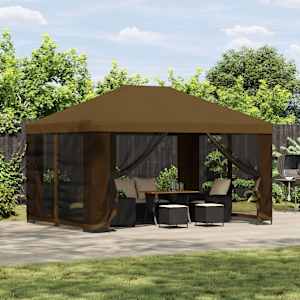 Vrtni gazebo s stranskimi stenami 4 × 3 m Taupe