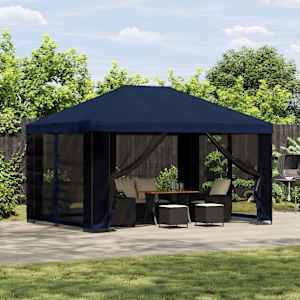 Vrtni gazebo s stranskimi stenami 4 × 3 m Modra