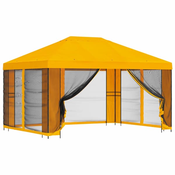vidaXL Aia telk k&uuml;lgseintega 4 &times; 3 m Kollane Pol&uuml;ester ja teras