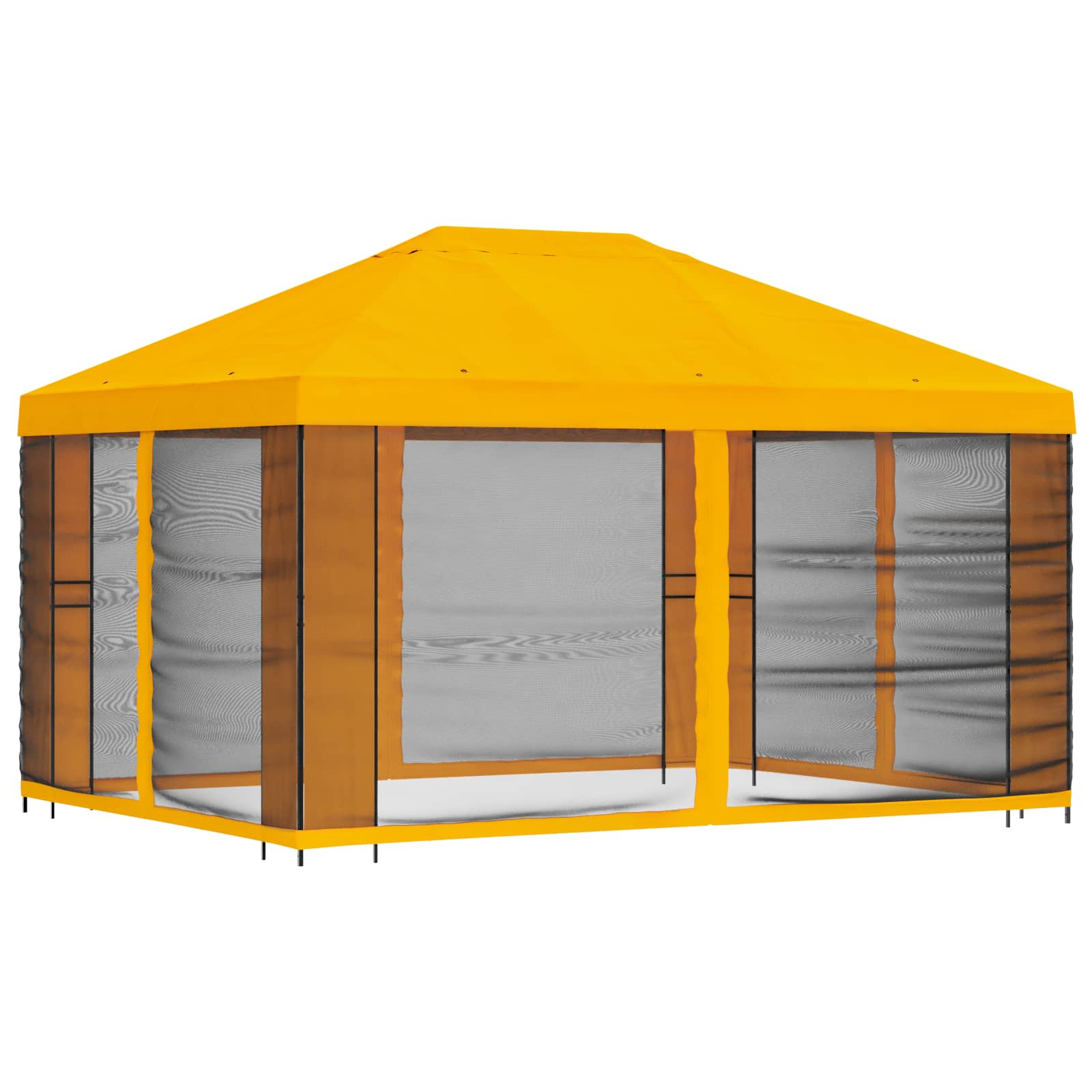 Tuin Gazebo met Zijwanden 4 × 3 m Geel Polyester en staal 190 image 3