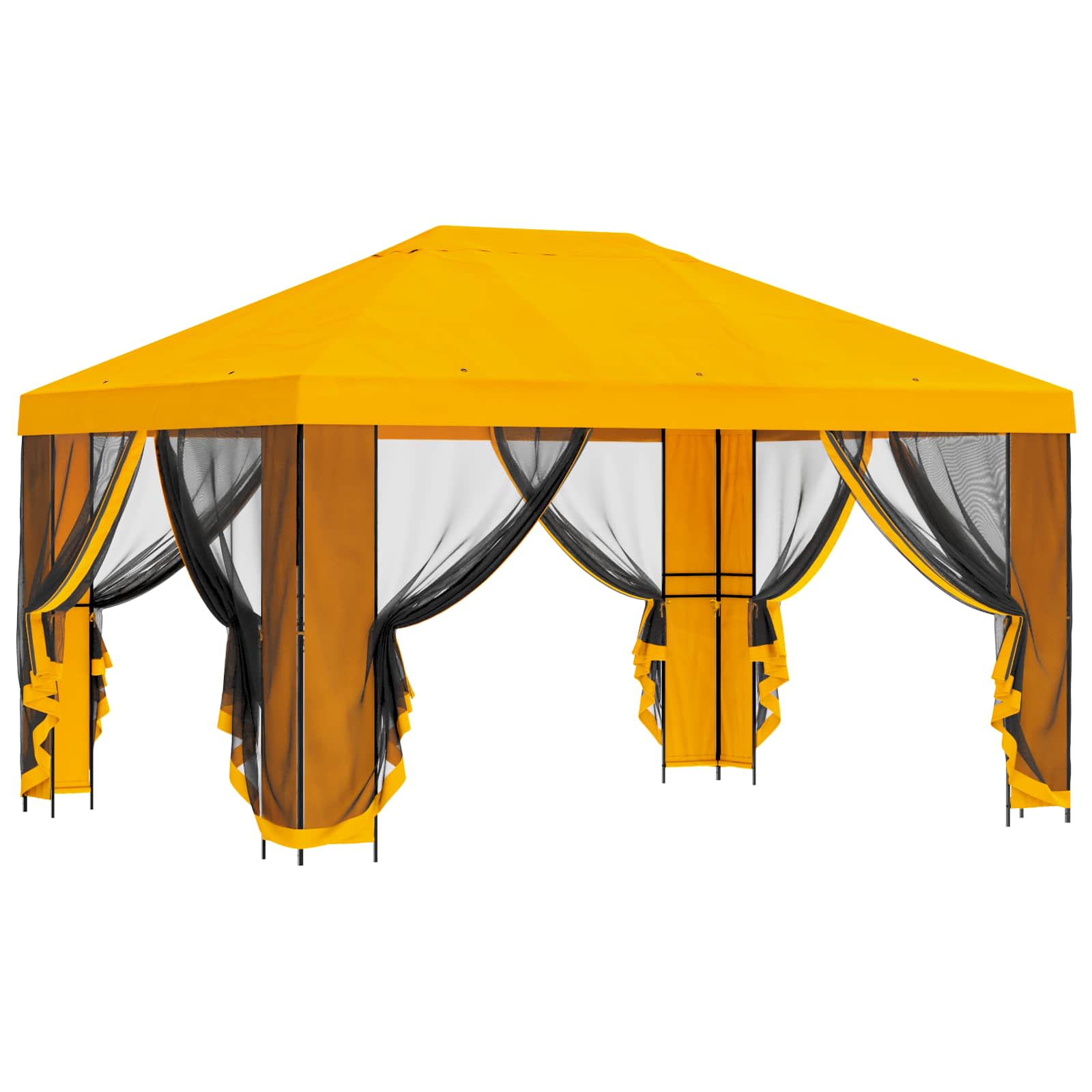 Tuin Gazebo met Zijwanden 4 × 3 m Geel Polyester en staal 190 image 4