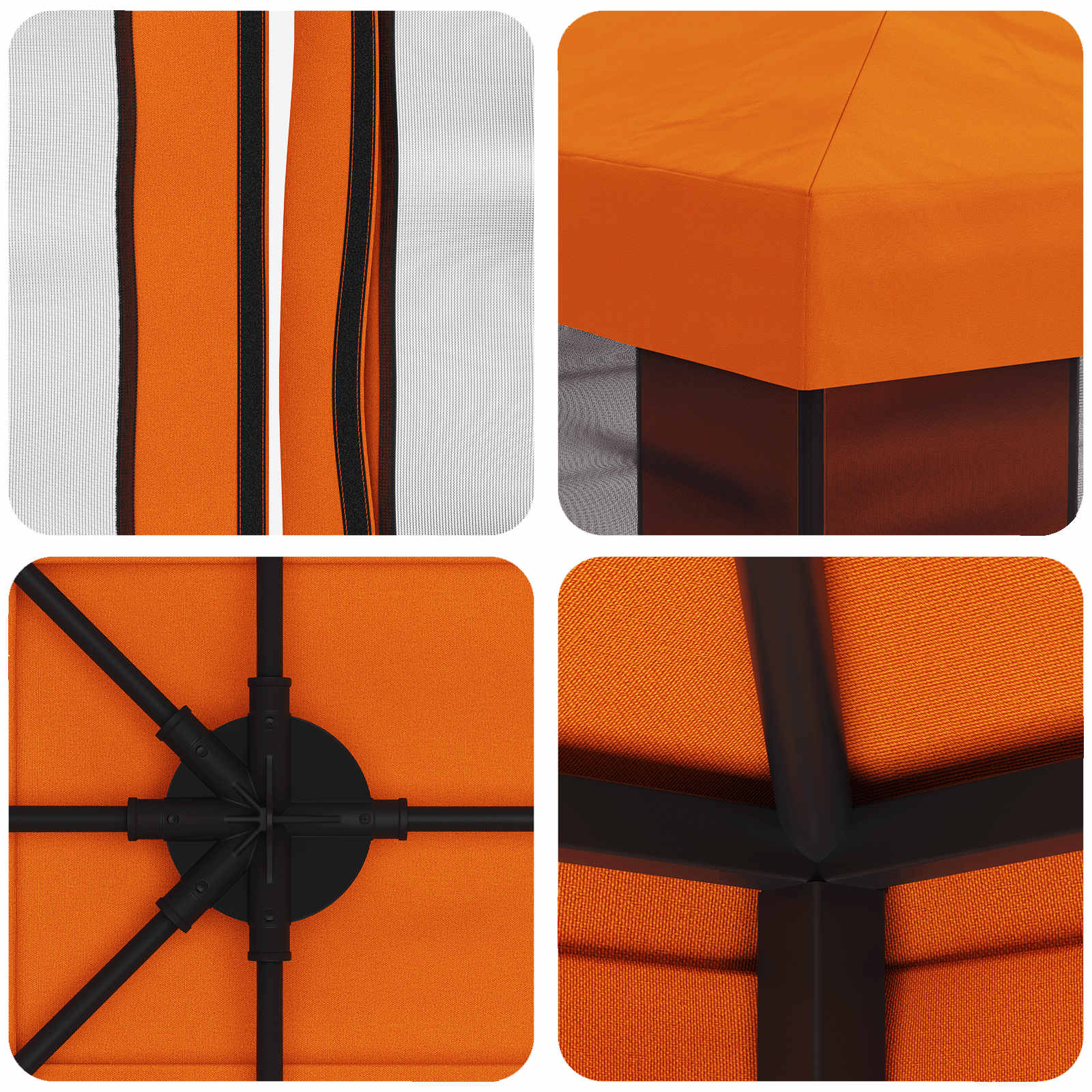 Tuin Gazebo met Zijwanden 4 × 3 m Oranje Polyester en staal 190 image 7