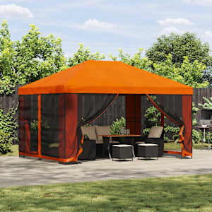 Vrtni gazebo s stranskimi stenami 4 × 3 m Oranžna