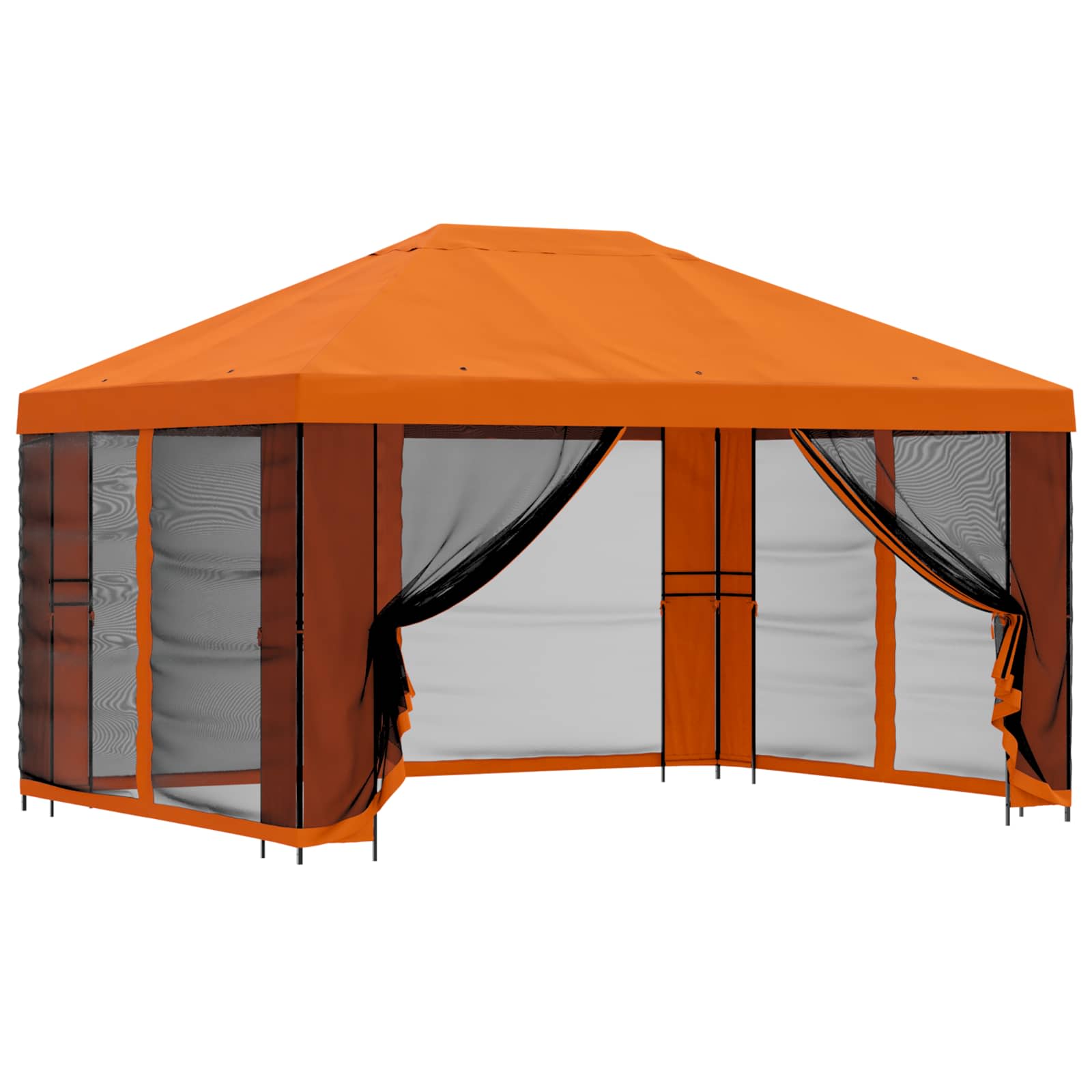 Tuin Gazebo met Zijwanden 4 × 3 m Oranje Polyester en staal 190 image 2