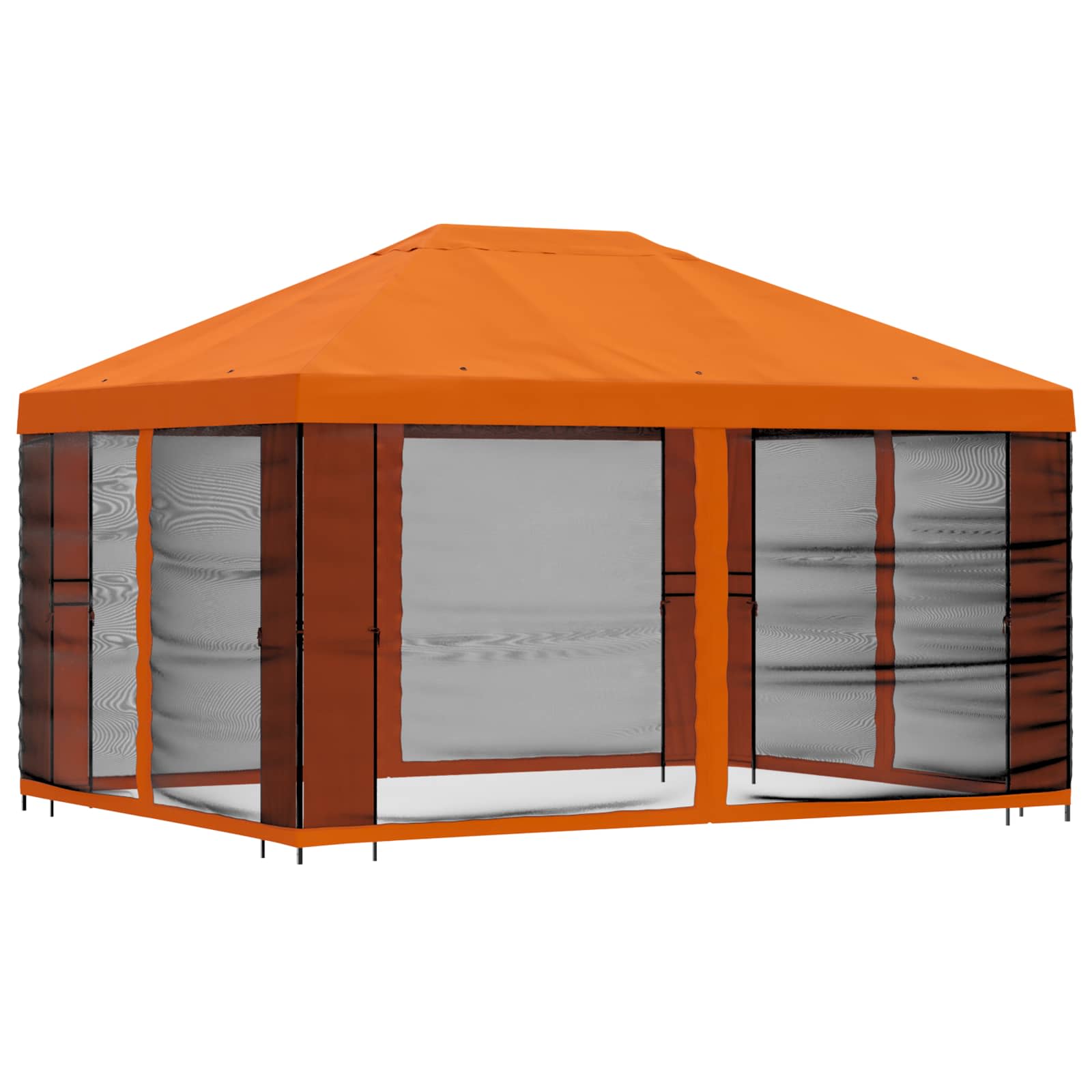 Tuin Gazebo met Zijwanden 4 × 3 m Oranje Polyester en staal 190 image 3