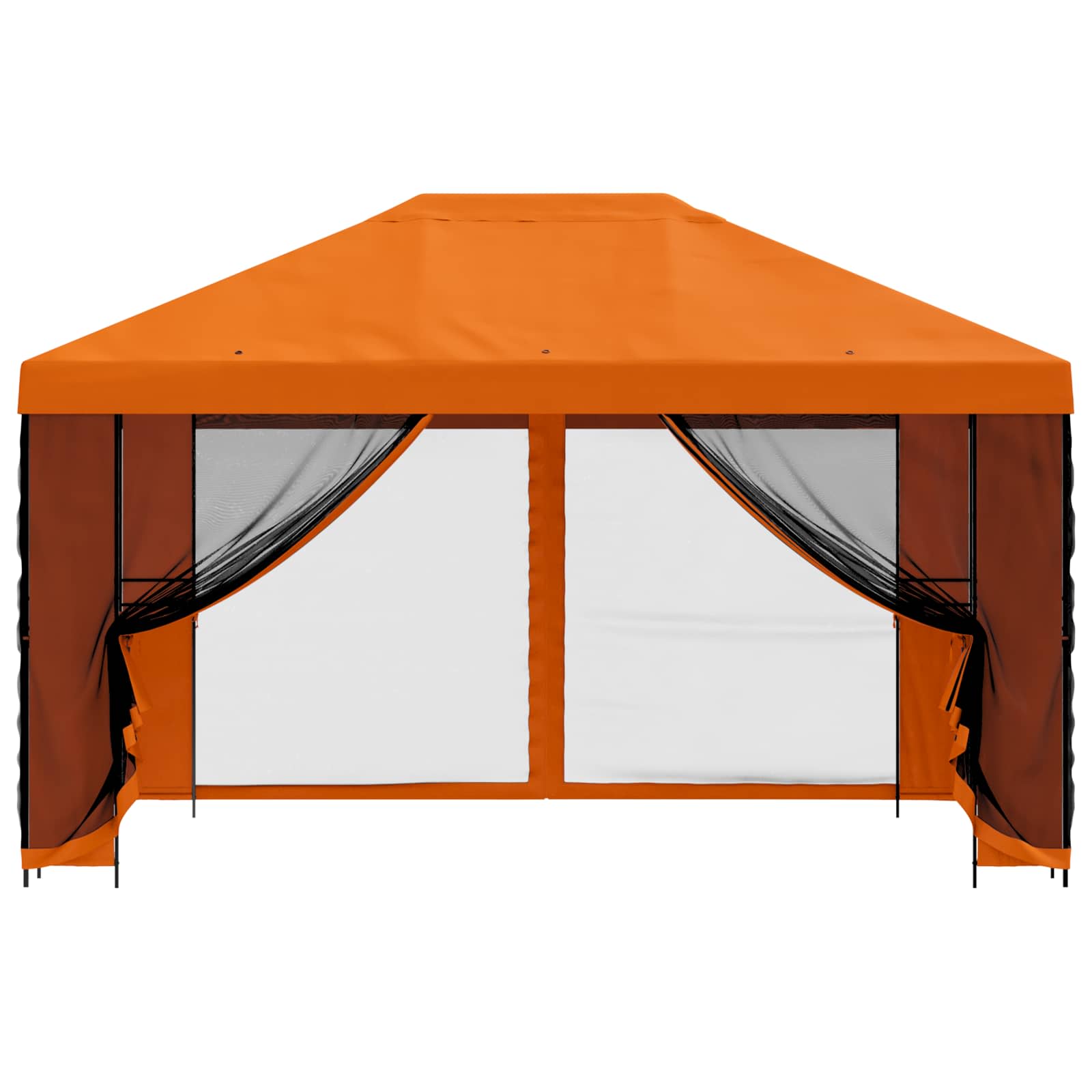 Tuin Gazebo met Zijwanden 4 × 3 m Oranje Polyester en staal 190 image 5