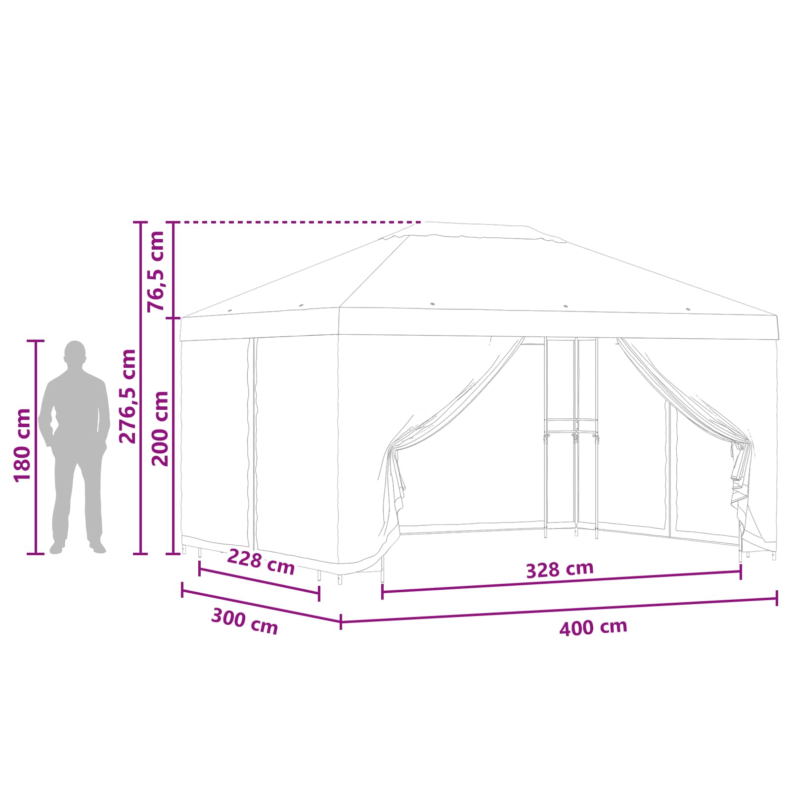 Tuin Gazebo met Zijwanden 4 × 3 m Oranje Polyester en staal 190 image 9