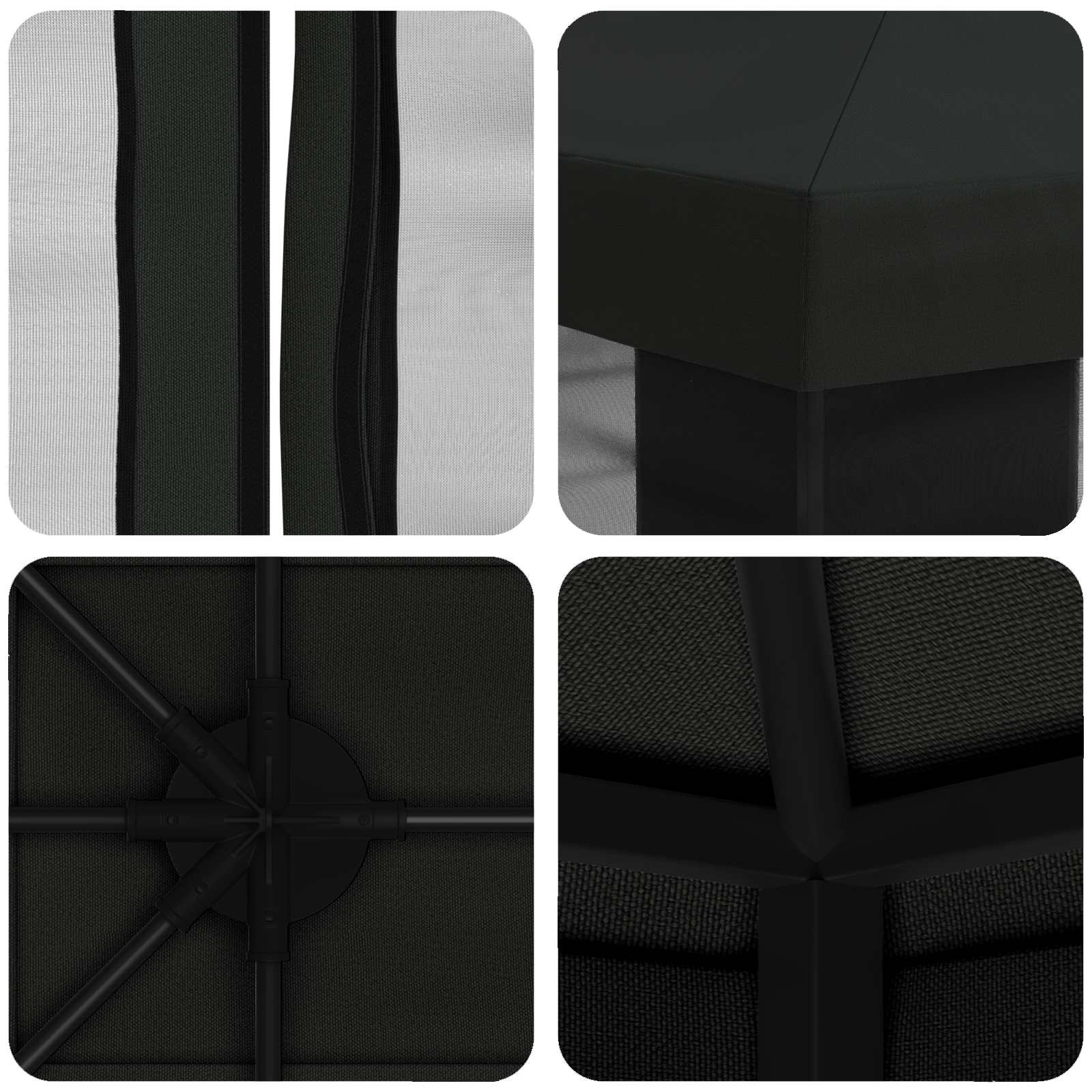 Paviljoen met zijwanden 4 × 3 m Zwart Polyester en staal image 7