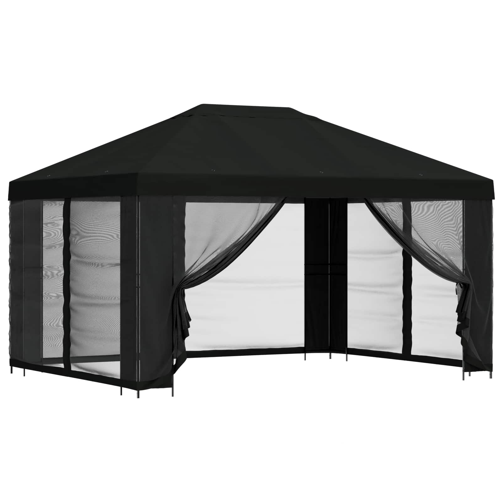Paviljoen met zijwanden 4 × 3 m Zwart Polyester en staal image 2