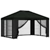 vidaXL Paviljon k&uuml;lgseinadega 4 &times; 3 m Must Pol&uuml;ester ja teras 190 gsm