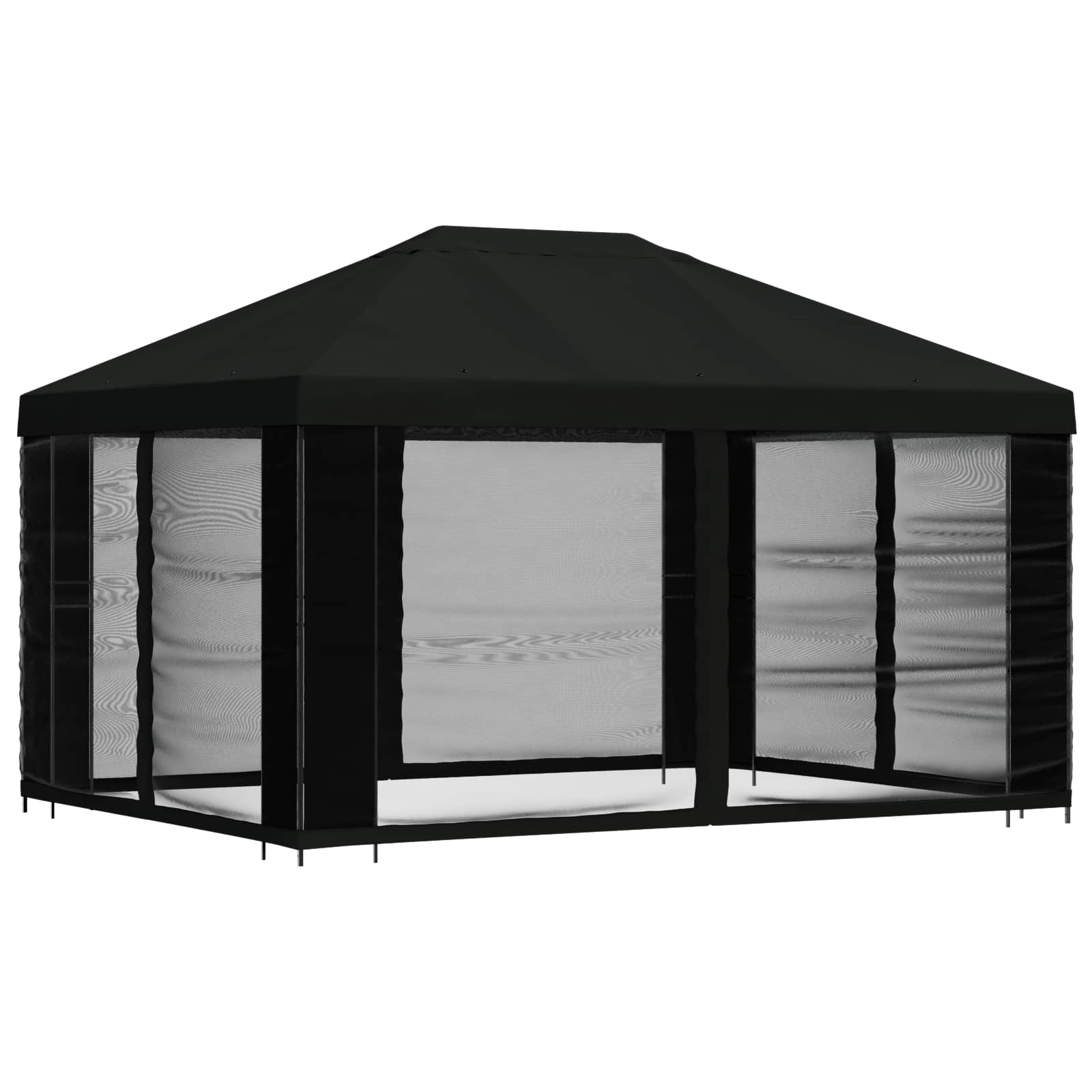 Paviljoen met zijwanden 4 × 3 m Zwart Polyester en staal image 3